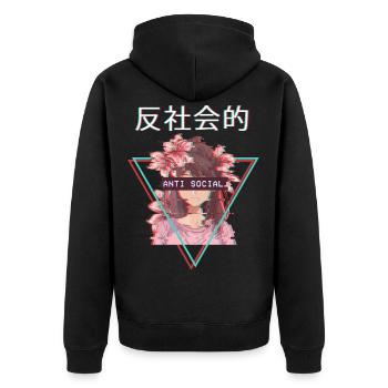 Antisocial Anime Girl Waifu Vaporwave Aesthetic - Veste à capuche bio Premium Unisexe - noir - Dos - Nico (187cm)