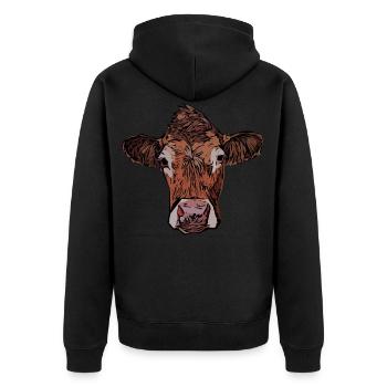 Vache vache vache motif animal visage animal motif impression - Veste à capuche bio Premium Unisexe - noir - Dos - Nico (187cm)