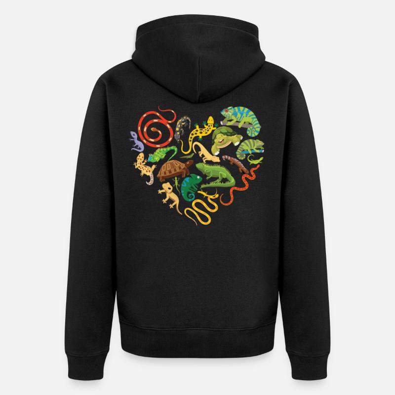 Reptile Heart Snake Lizard - Veste à capuche bio Premium Unisexe - noir