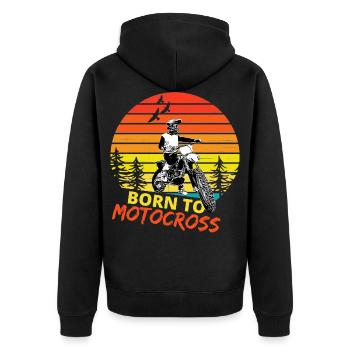 Motocross / Enduro / Freestyle mx / Dirtbike retro - Veste à capuche bio Premium Unisexe - noir - Dos - Nico (187cm)