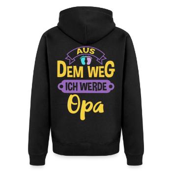 Aus dem Weg ich werde Opa Baby Ankündigung - Unisex Premium Bio Zip Hoodie - Schwarz - Hinten - Nico (187cm)