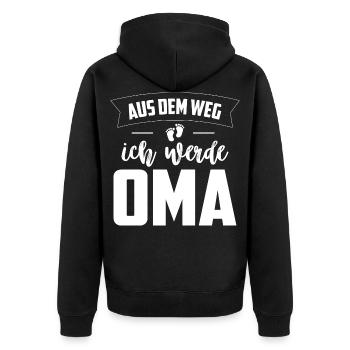 Aus dem Weg Ich werde Oma Baby - Unisex Premium Bio Zip Hoodie - Schwarz - Hinten - Nico (187cm)