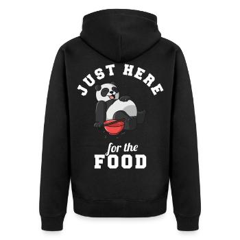 Panda Reis Essen Liebhaber Just Here For The Food - Unisex Premium Bio Zip Hoodie - Schwarz - Hinten - Nico (187cm)