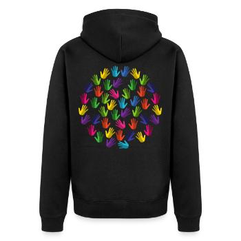 Arc-en-ciel Pride mois LGBT fierté coloré gay - Veste à capuche bio Premium Unisexe - noir - Dos - Nico (187cm)