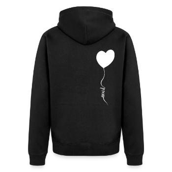 Heart - Herz - Unisex Premium Bio Zip Hoodie - Schwarz - Hinten - Nico (187cm)