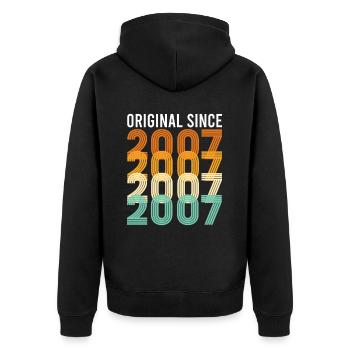 Vintage Original Since 2007 Birthday Year of Birth - Unisex Premium Organic Zip Hoodie - black - Back - Nico (187cm)