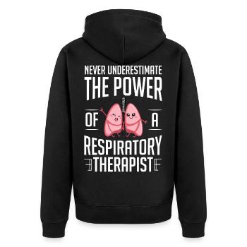 Atemtherapeut Atmung Lungenarzt Pneumologie Lunge - Unisex Premium Bio Zip Hoodie - Schwarz - Hinten - Nico (187cm)