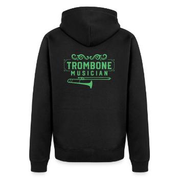 Posaune Musiker Posaunen Posaunist - Unisex Premium Bio Zip Hoodie - Schwarz - Hinten - Nico (187cm)