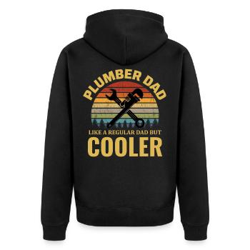 Plumber Plumbing Pipefitter Dad Vintage Retro - Unisex Premium Organic Zip Hoodie - black - Back - Nico (187cm)