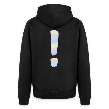 Holographic exclamation mark - Unisex Premium Organic Zip Hoodie - black - Back - Nico (187cm)