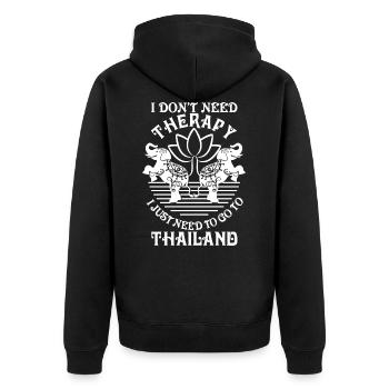 Therapy Thailand - Unisex Premium Organic Zip Hoodie - black - Back - Nico (187cm)
