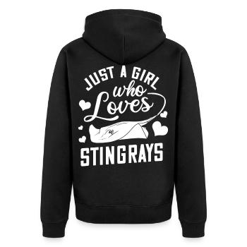 Mantarochen Rochen Teufelsrochen Fisch Manta - Unisex Premium Bio Zip Hoodie - Schwarz - Hinten - Nico (187cm)