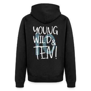 Young Wild and nine 10th birthday - Unisex Premium Organic Zip Hoodie - black - Back - Nico (187cm)