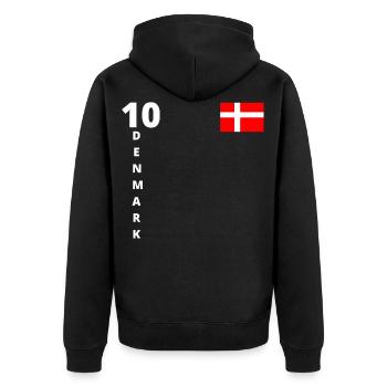 Dänemark Fußball Dänische Flagge Skandinavisch - Unisex Premium Bio Zip Hoodie - Schwarz - Hinten - Nico (187cm)