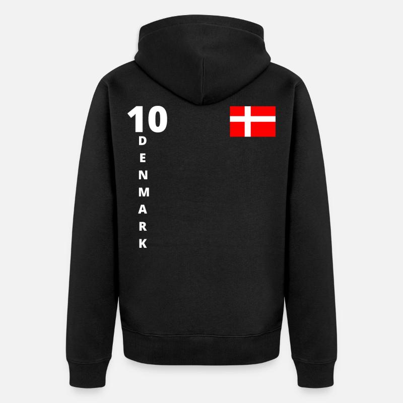 Danemark Football Drapeau danois Scandinave - Veste à capuche bio Premium Unisexe - noir