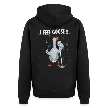 i feel goose i love goose goose fly bird - Unisex Premium Organic Zip Hoodie - black - Back - Nico (187cm)