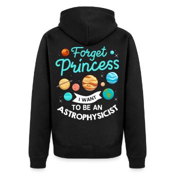Astrophysiker Astrophysik Astronomie Teleskop - Unisex Premium Bio Zip Hoodie - Schwarz - Hinten - Nico (187cm)