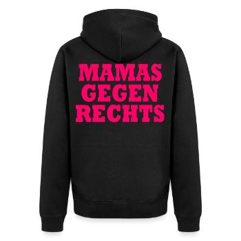 Mamas gegen rechts - Unisex Premium Bio Zip Hoodie - Schwarz - Hinten - Nico (187cm)