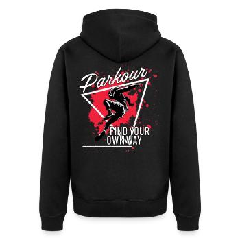 Parkour Running Gift - Unisex Premium Organic Zip Hoodie - black - Back - Nico (187cm)