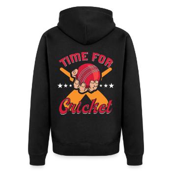 Cricket Team Time For Cricket - Unisex Premium Bio Zip Hoodie - Schwarz - Hinten - Nico (187cm)