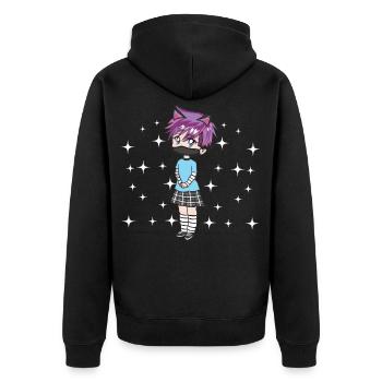 Kawaii Chibi Anime Boy Femboy LGBT Aesthetic - Unisex Premium Bio Zip Hoodie - Schwarz - Hinten - Nico (187cm)