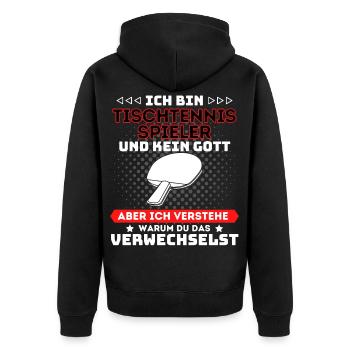 Tischtennis & Tischtennisspieler Ping Pong - Unisex Premium Bio Zip Hoodie - Schwarz - Hinten - Nico (187cm)