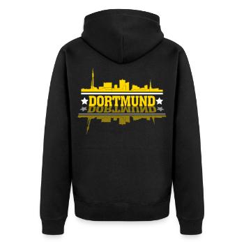 Dortmund - Unisex Premium Bio Zip Hoodie - Schwarz - Hinten - Nico (187cm)