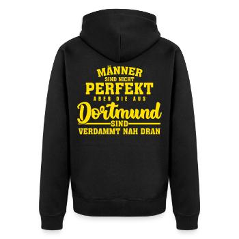 Dortmunder Männer Spruch Dortmund - Unisex Premium Bio Zip Hoodie - Schwarz - Hinten - Nico (187cm)