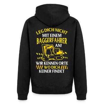 Bagger - Unisex Premium Bio Zip Hoodie - Schwarz - Hinten - Nico (187cm)