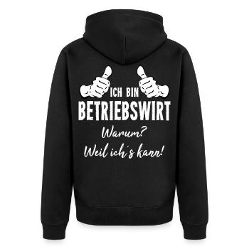 Betriebswirt - Unisex Premium Bio Zip Hoodie - Schwarz - Hinten - Nico (187cm)