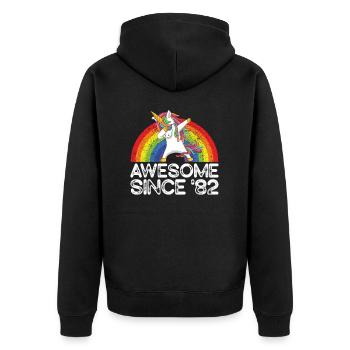 Né en 1982 Funny Birthday Nice Graphic Unicorn - Veste à capuche bio Premium Unisexe - noir - Dos - Nico (187cm)