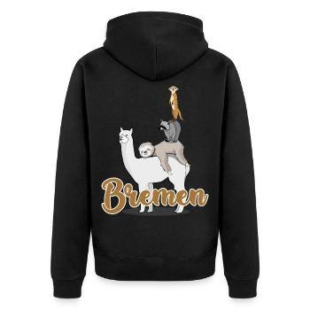 Bremer animaux empilés Brême - Veste à capuche bio Premium Unisexe - noir - Dos - Nico (187cm)