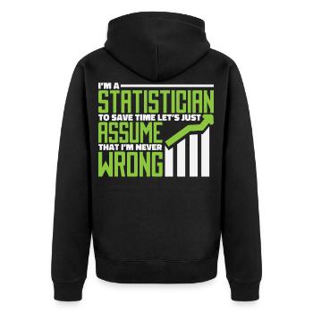 statistician - Unisex Premium Organic Zip Hoodie - black - Back - Nico (187cm)
