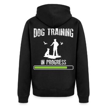 Dog Training In Progress Hundetrainer Hundeschule - Unisex Premium Bio Zip Hoodie - Schwarz - Hinten - Nico (187cm)