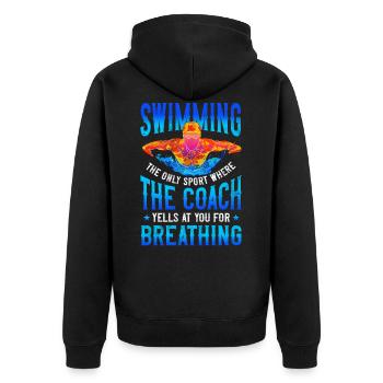 Swimmer Swim Breathing Butterfly - Unisex Premium Bio Zip Hoodie - Schwarz - Hinten - Nico (187cm)