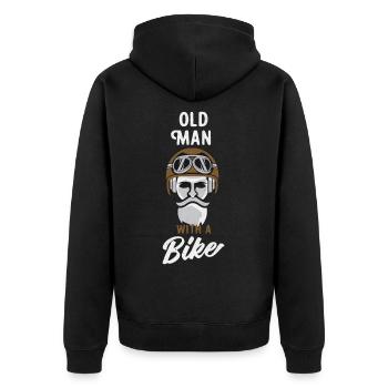 Alter Mann Motorrad Club Vintage Grunge Biker - Unisex Premium Bio Zip Hoodie - Schwarz - Hinten - Nico (187cm)
