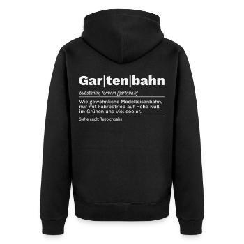 Gartenbahn Modelleisenbahn Spur G Teppichbahn H0 - Unisex Premium Bio Zip Hoodie - Schwarz - Hinten - Nico (187cm)