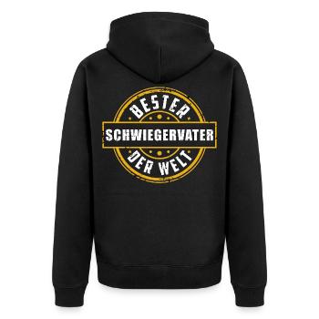 Schwiegervater Coole Bester Spruch Geschenkidee - Unisex Premium Bio Zip Hoodie - Schwarz - Hinten - Nico (187cm)