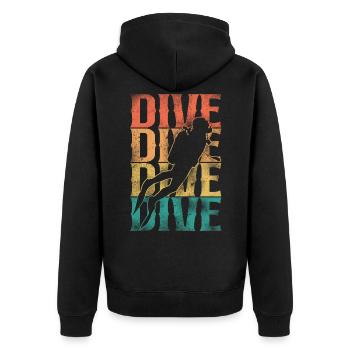 Scuba Diving Diver Girl Heart - Unisex Premium Bio Zip Hoodie - Schwarz - Hinten - Nico (187cm)