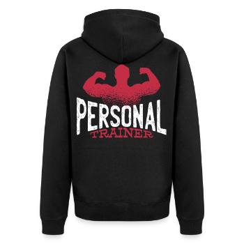 personal trainer fitness trainer strength training gym - Unisex Premium Organic Zip Hoodie - black - Back - Nico (187cm)