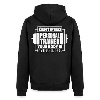 FitnessTrainer Gym personal trainer Cadeau - Veste à capuche bio Premium Unisexe - noir - Dos - Nico (187cm)