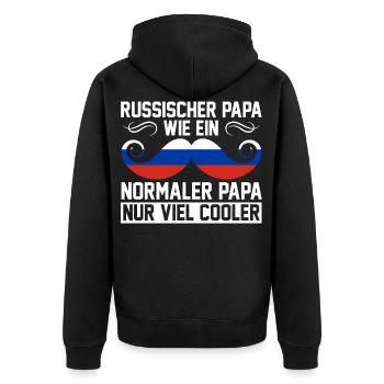 Russischer PApa Russe Russen Vater Vatertag Russla - Unisex Premium Bio Zip Hoodie - Schwarz - Hinten - Nico (187cm)