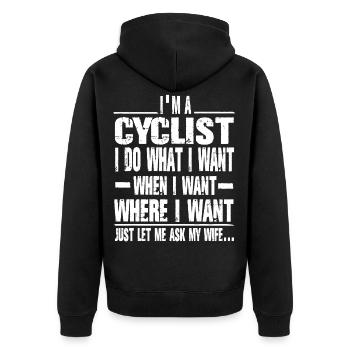 cyclist - Unisex Premium Organic Zip Hoodie - black - Back - Nico (187cm)