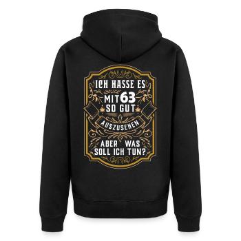 63. Geburtstag Geschenk Birthday Bursdag Jahrgang - Unisex Premium Bio Zip Hoodie - Schwarz - Hinten - Nico (187cm)