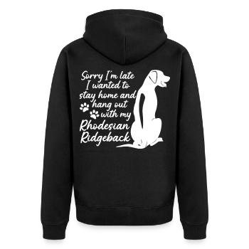 Rhodesian Ridgeback Dog - Unisex Premium Organic Zip Hoodie - black - Back - Nico (187cm)