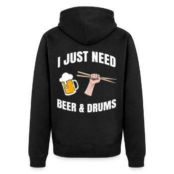 Batterie musique batteur groupe cadeau drumset - Veste à capuche bio Premium Unisexe - noir - Dos - Nico (187cm)