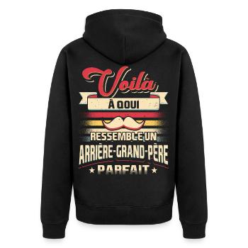 Arrière-grand-père Humour - Veste à capuche bio Premium Unisexe - noir - Dos - Nico (187cm)