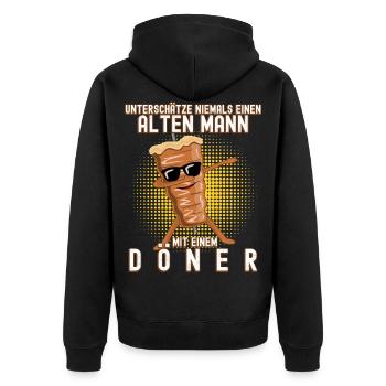 Döner Kebab - Unisex Premium Bio Zip Hoodie - Schwarz - Hinten - Nico (187cm)
