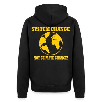 system change not climate change - Unisex Premium Bio Zip Hoodie - Schwarz - Hinten - Nico (187cm)