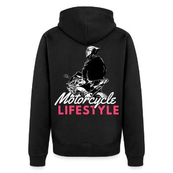 Motorcycle Lifestyle / Motorcycle / Motorcycles biker - Unisex Premium Organic Zip Hoodie - black - Back - Nico (187cm)